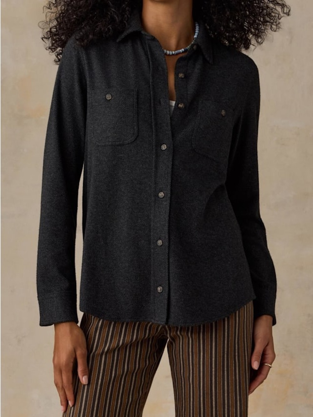 Faherty Legend Sweater Shirt in Heathered Black Twill